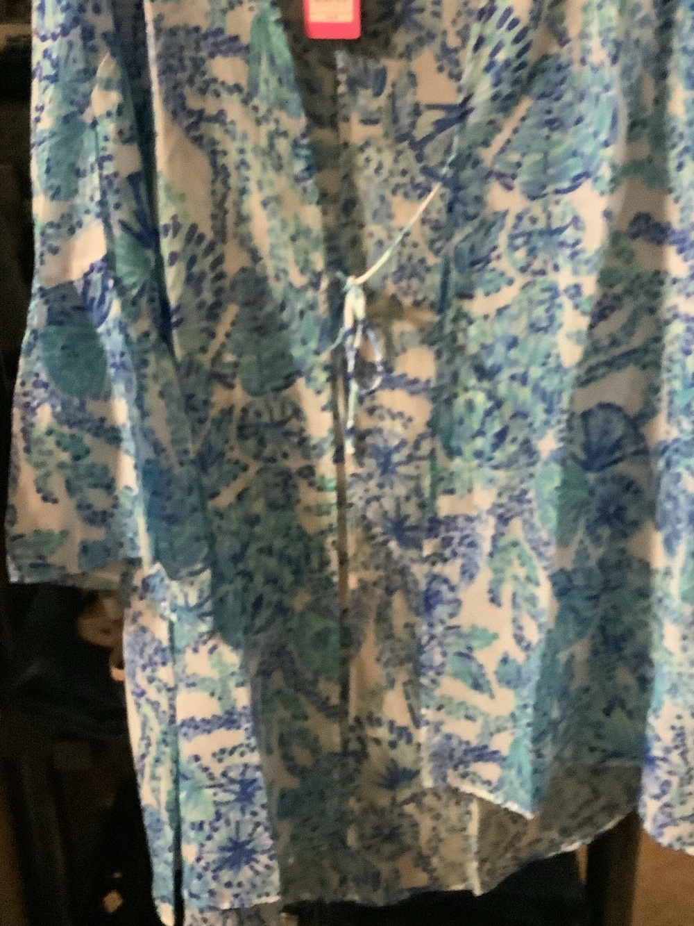 Lilly Pulitzer Blue & Aqua Floral Tie-Front cover-up - Picture 5 of 7